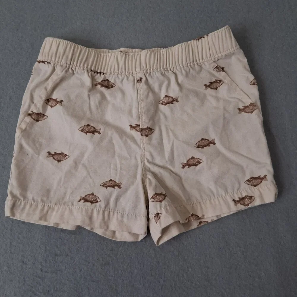 Carters Boys Size 3T Outfit Knit Top Fish Shorts Set Fall Festival Beach Preppy